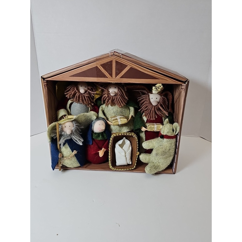 Felt Nativity Christmas Set Creche Mary Jesus Joseph‎ Wise Men And Animal